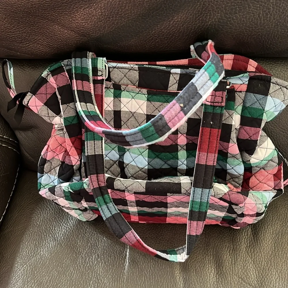 Vera Bradley ribbons plaid Glenna satchel and zip ID case